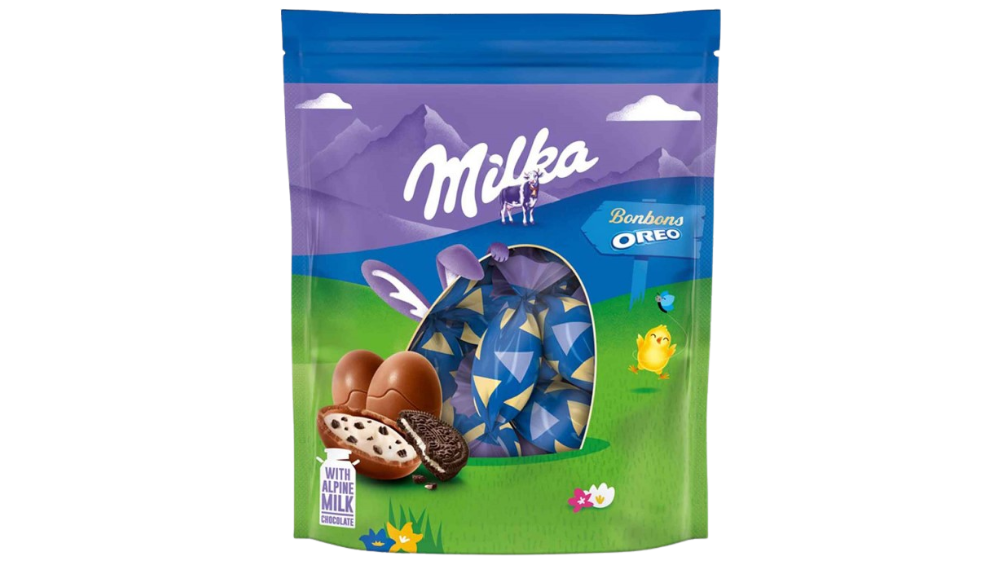 בונבוני שוקולד Milka במילוי קרם חלב ואוראו
