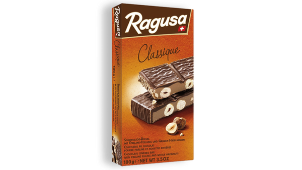טבלת שוקולד Ragusa Classique במילוי פרלינים ואגוזי לוז שלמים