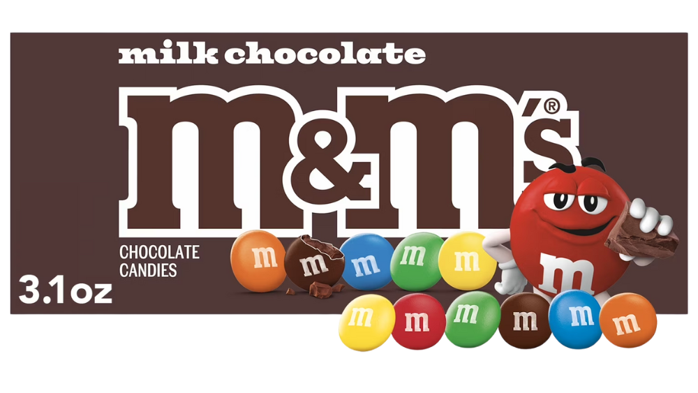 קופסת סוכריות m&m's בטעם שוקולד חלב