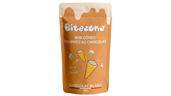 הסוף של הטילון Bitecones mini cones - שוקולד לבן