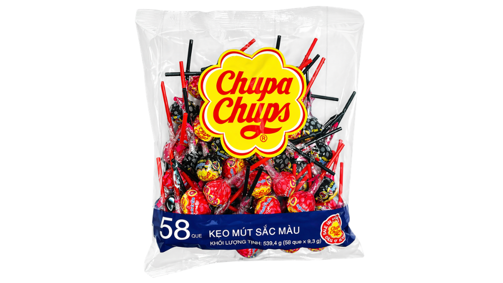 מארז 58 סוכריות על מקל CHUPA CHUPS בטעמי תות וקולה