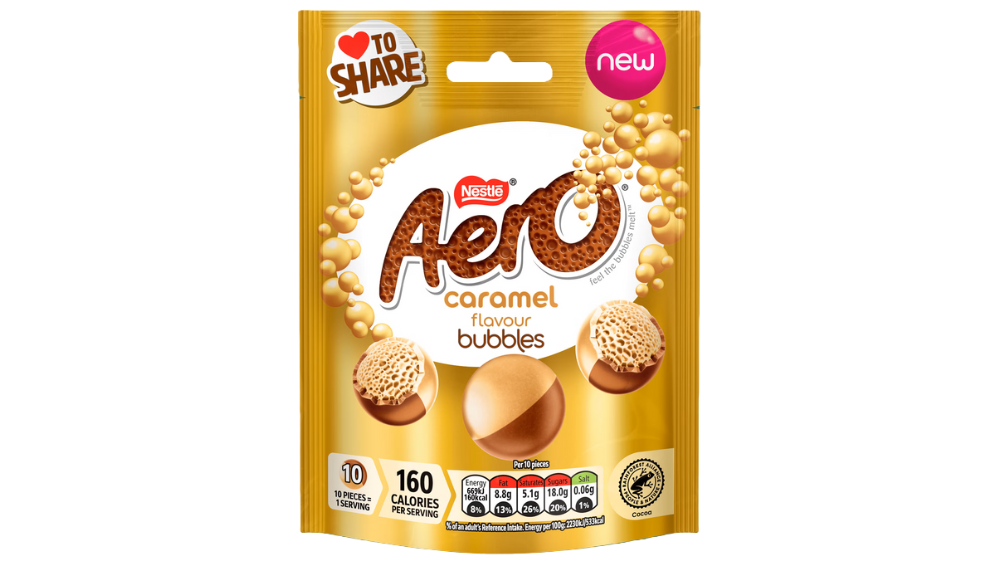 כדורי שוקולד אווריריים בטעם קרמל Aero