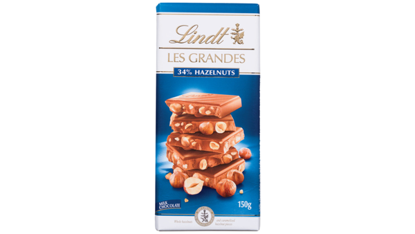 טבלת שוקולד חלב Lindt les grandes אגוזי לוז