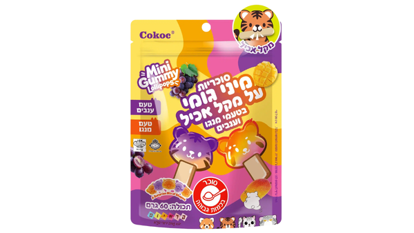 גומי מתקלף על מקל אכיל Cokoc בטעמי מנגו וענבים